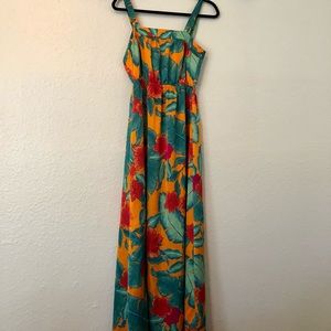 Forever 21 Orange Maxi Dress with Bright Flowers